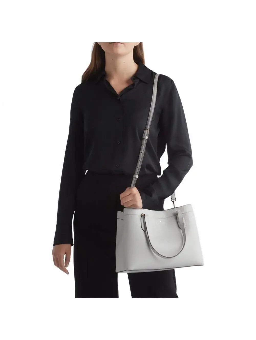 Kate Spade Sienna Medium Satchel Crossbody Bag PLATINUM GREY